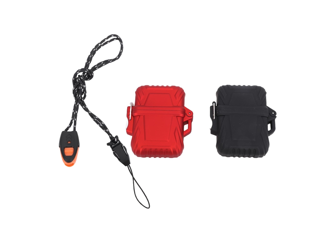 2pcs Estuche Impermeable Deportivo Exterior Caja Seca Reutilizable Multifuncional Negro+rojo