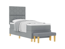 Cama De Solteiro | Camas Para Quarto | Cama Box Com Colchão Cinzento-claro 80 X 200 Cm Tecido