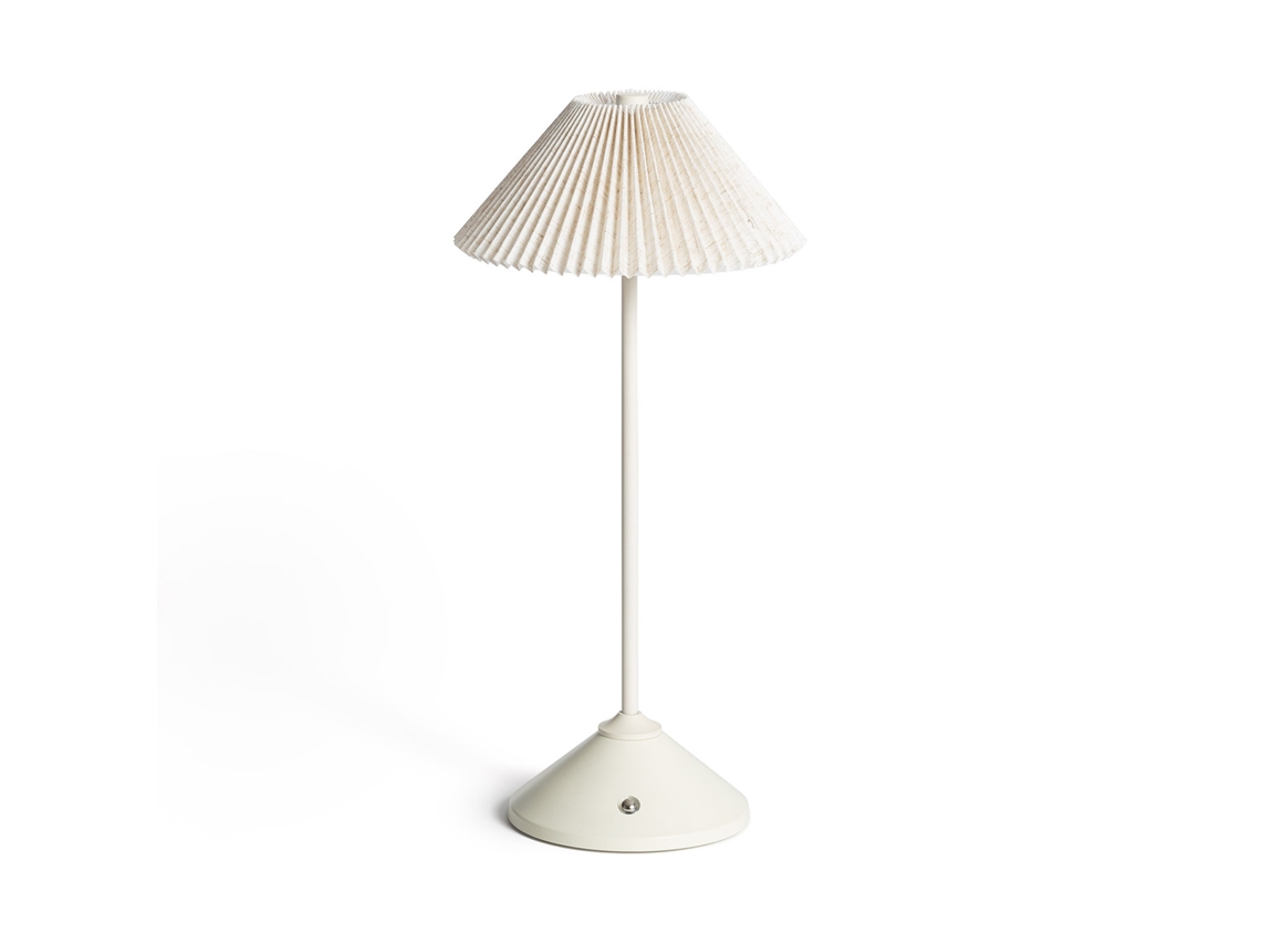 Candeeiro De Mesa Led Portátil Em Metal E Linho Com Bateria Usb Recarregável Denwa Bege