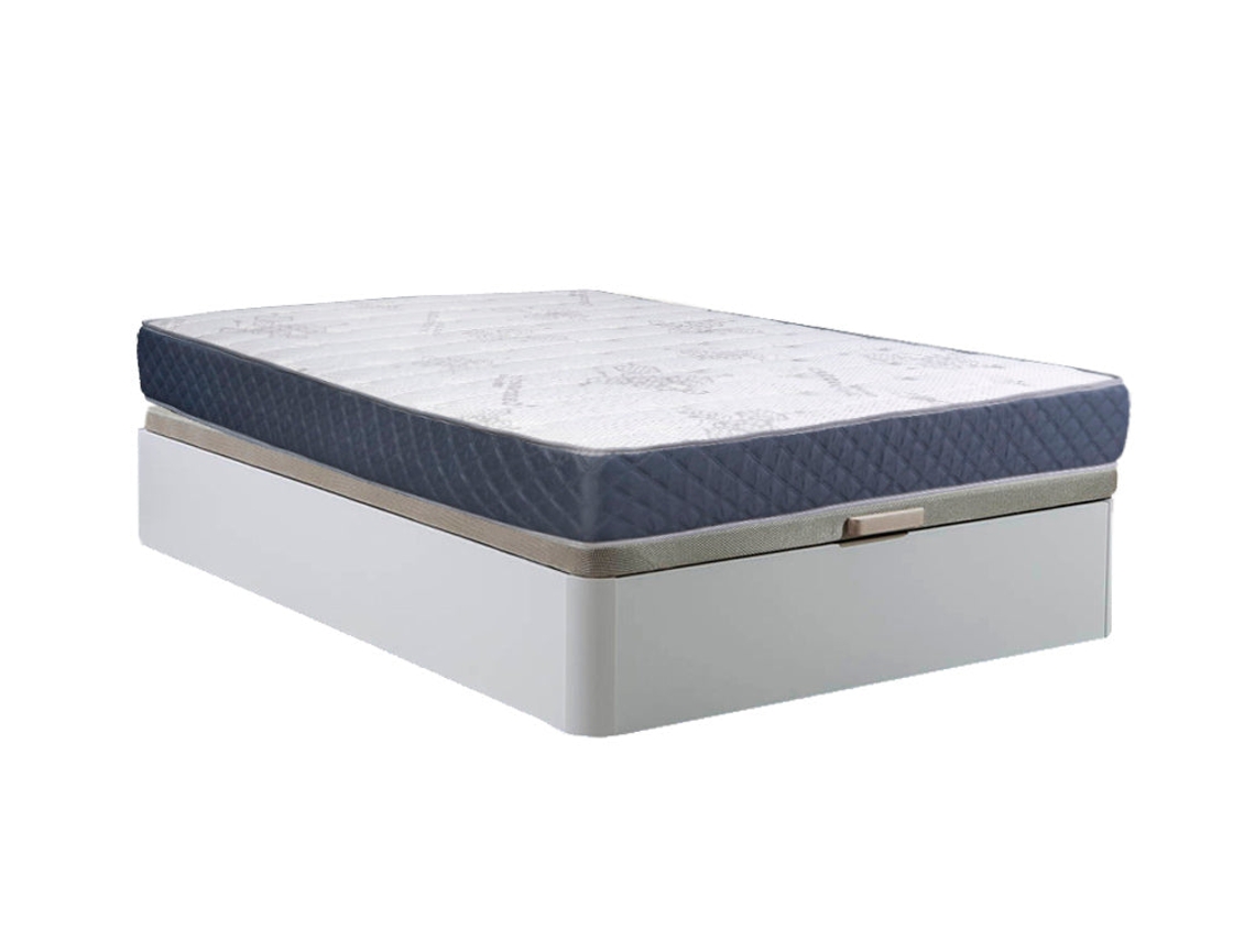 Sommier Atenas Branco 150X190Cm Colchão Viscoelástico 23Cm SALDOSYSTOCKS