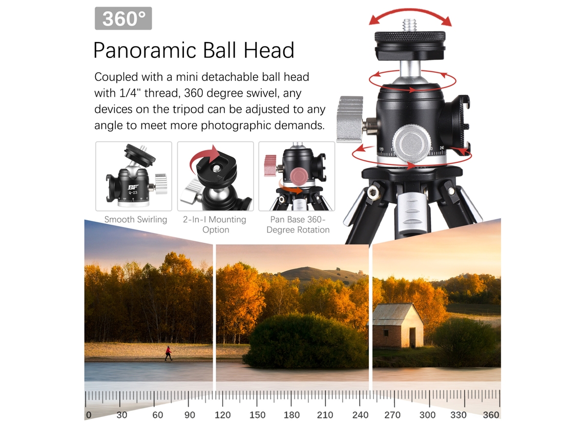 Bafang Desktop Tripod Stand With 360° Panoramic Mini Ballhead Cold Shoes Mount Full Metal 11lbs Load Capacity For Vlog Video Recording Accessories