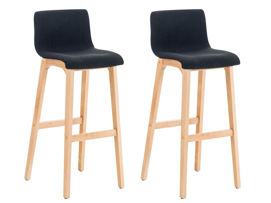 Conjunto de 2 bancos de bar Hover tecido Natura preto CLP