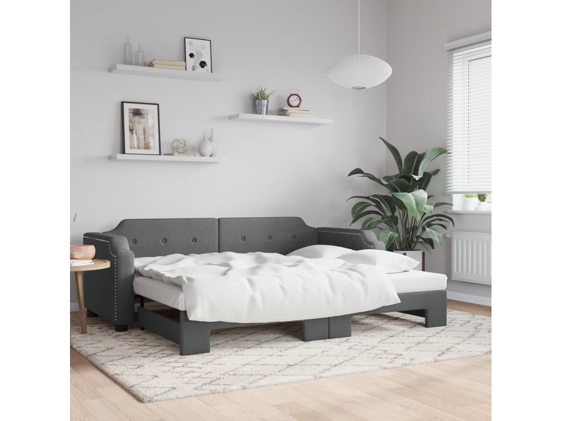 Sofá cama con cajón 80x200 cm Tejido gris oscuro