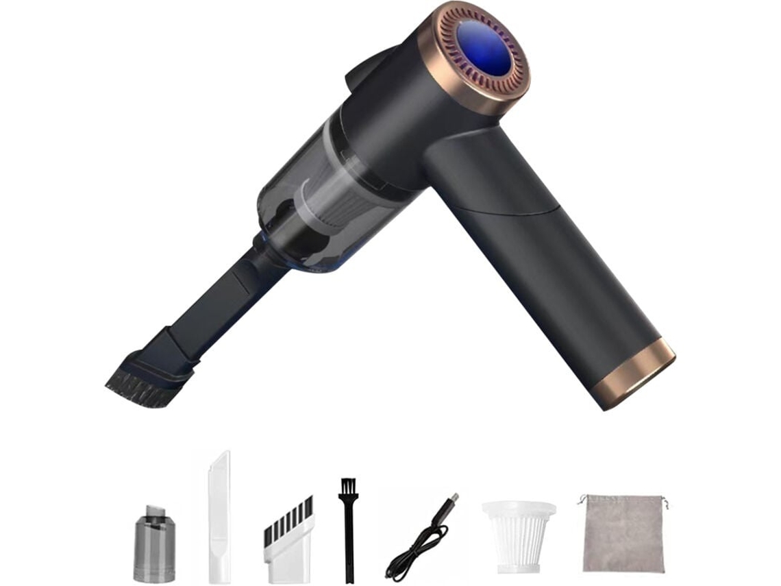 Lurelia Aspirador Portátil Sem Fios Para Carro, 9000 Pa, 4000 Mah, Usb, Luz Led, Preto