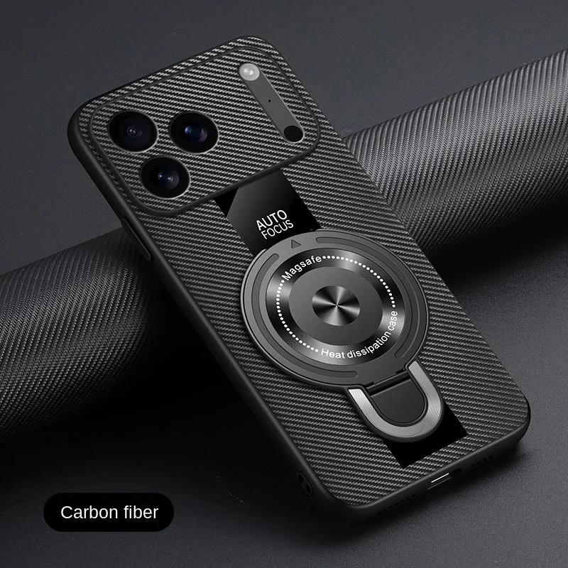 (cinza, Iphone 16 Plus) Capa Para Celular Com Textura De Fibra Fosca, Suporte De Anel Magnético E Proteção Contra Impactos.
