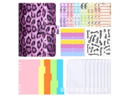 Creative A6 Leopard Macaron Loose Leaf Binder Cash Budget Savings Book Finance Ledger Planner Purple Cover With 8-zipper