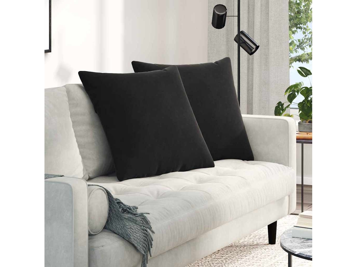 Vidaxl Travesseiros De Sofá 2 Pcs Preto 60 X 60 Cm