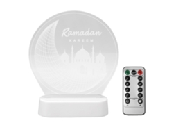 Lâmpada Led Ramadan Mubarak 3d Acrílico Rgb Decorativa Luz Noturna com Controle Remoto