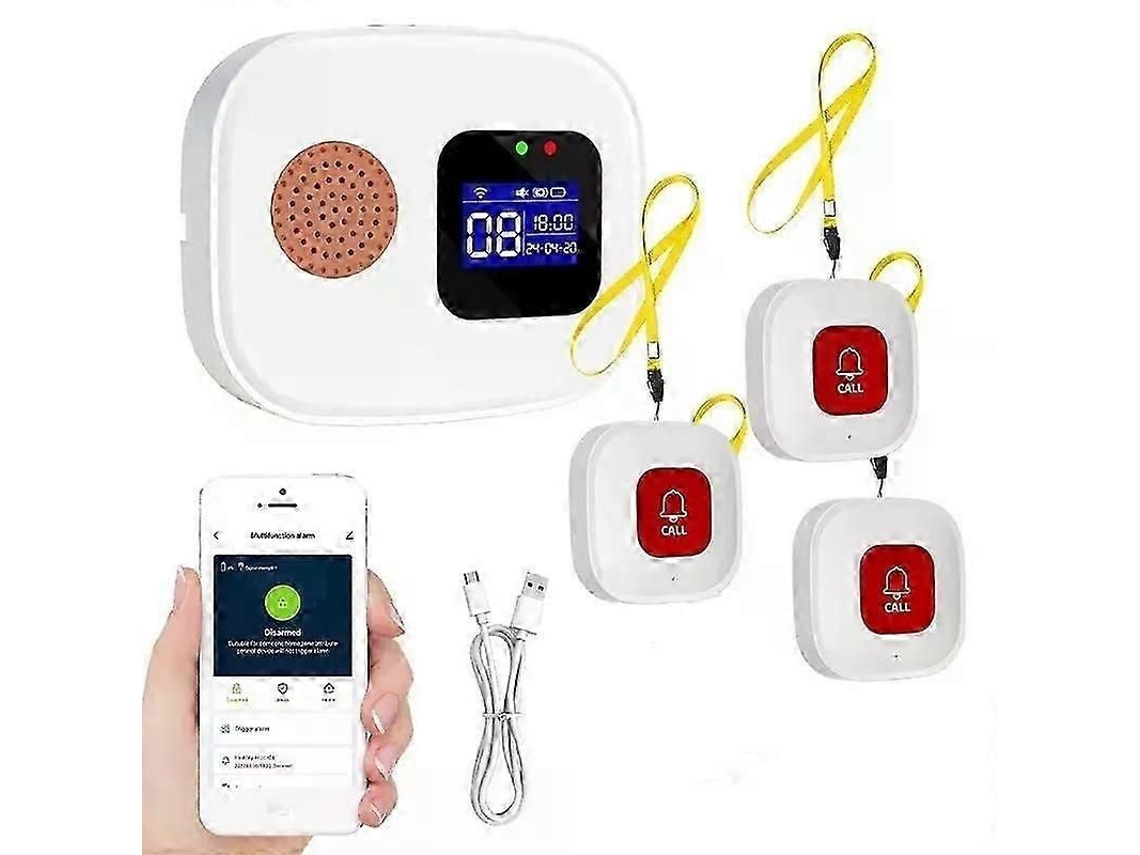Botão De Chamada De Paciente Sem Fio Wifi Para Cuidadores, Sistema De Alerta Inteligente Compatível Com Idosos E Pessoas Com Deficiência. Recepto