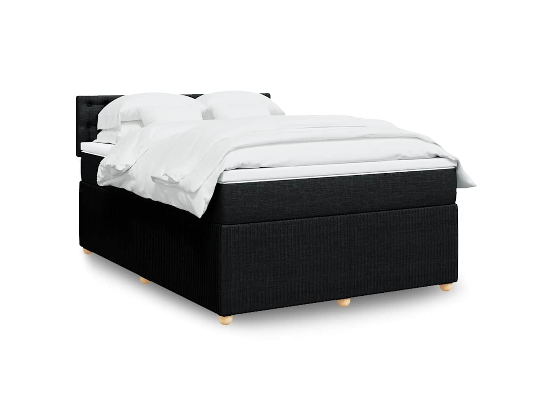 Vidaxl Cama Com Molas/colchão 140x200 Cm Tecido Preto