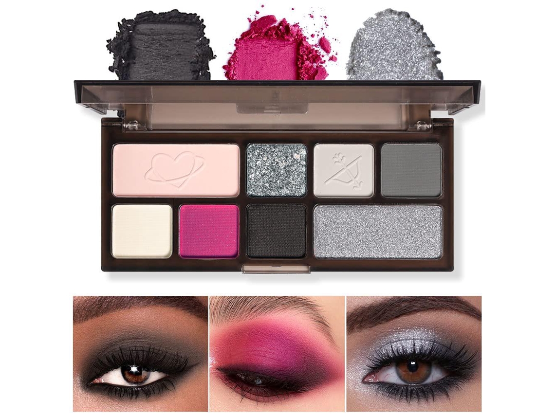 Paleta De Sombras 8 Cores Preto Rosa Rosa Cinza, Altamente Pigmentada, Paleta De Olhos Esfumados De Longa Duração Ehstmind (rosa Preta)
