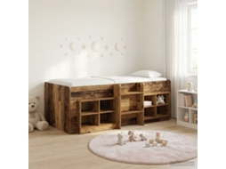Vidaxl Cama Loft Com Armário Com Prateleira 3 Unid. Madeira Antiga