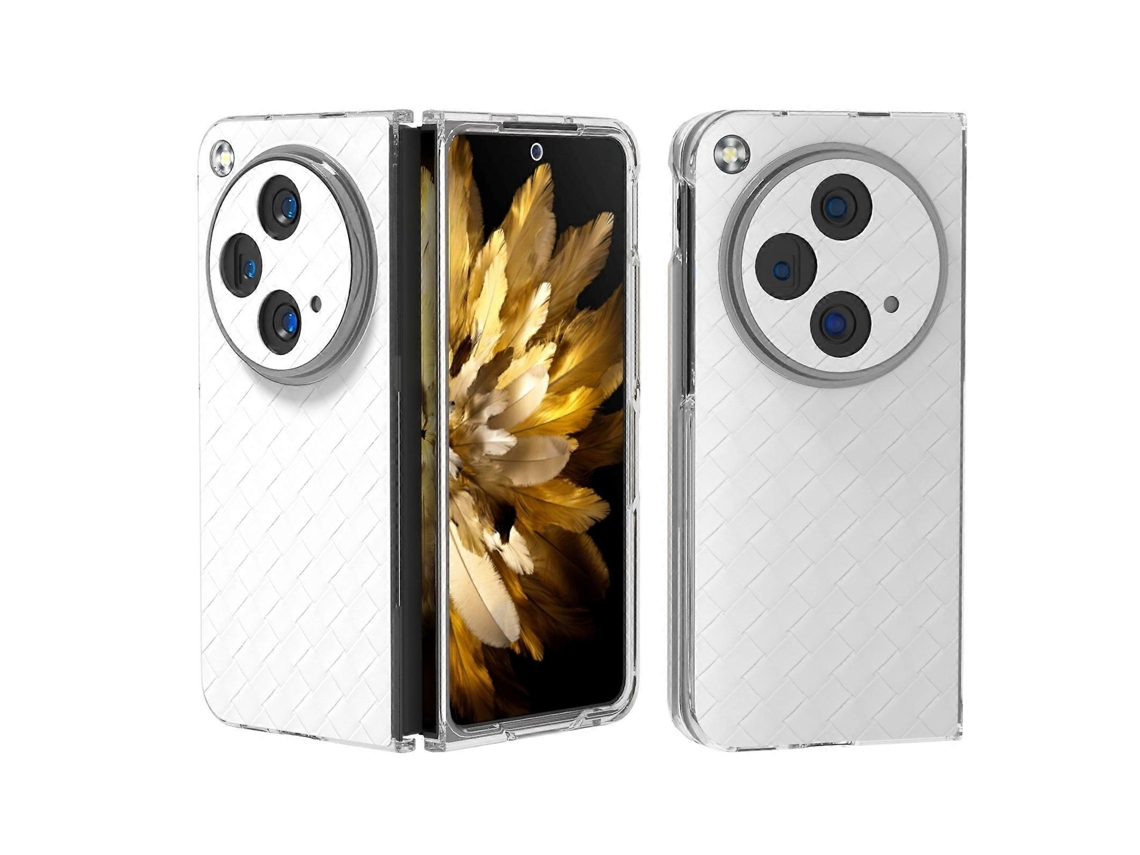 Capa De Celular De Pu Com Moldura Transparente E Textura Trançada Para Oppo Find N3