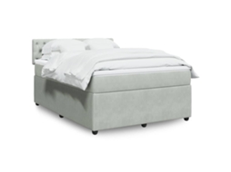 Vidaxl Cama Com Molas/colchão 140x190 Cm Veludo Cinzento-claro
