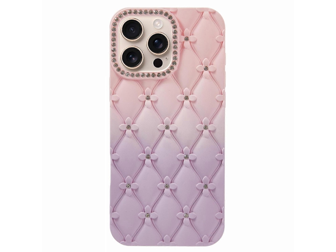 Capa Para Iphone 16 Pro Com Decoração Em Strass E Capa Emborrachada De Tpu