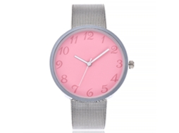 Relógio de Pulso Feminino de Quartzo com Cinto de Malha Alloy Vansvar Rosa Estilo Simples Casual