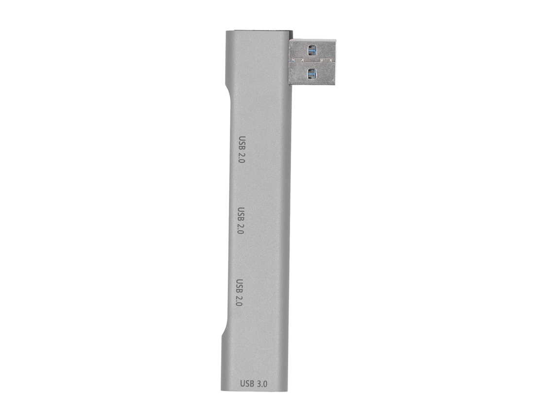 Estação De Docking Usb 4 Portas 5gbps Alumínio Cinza Plug And Play Para Pc Luz Dourada