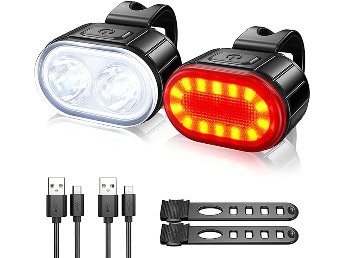 Luzes De Bicicleta Para Pedalar À Noite, Combinação De Luzes Ultrabrilhantes, Eficiência De Carregamento Aprimorada, Luzes Dianteiras E Traseiras De L
