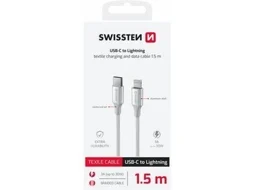 Cabo SWISSTEN Textile Usb-C - Lightning (Branco)