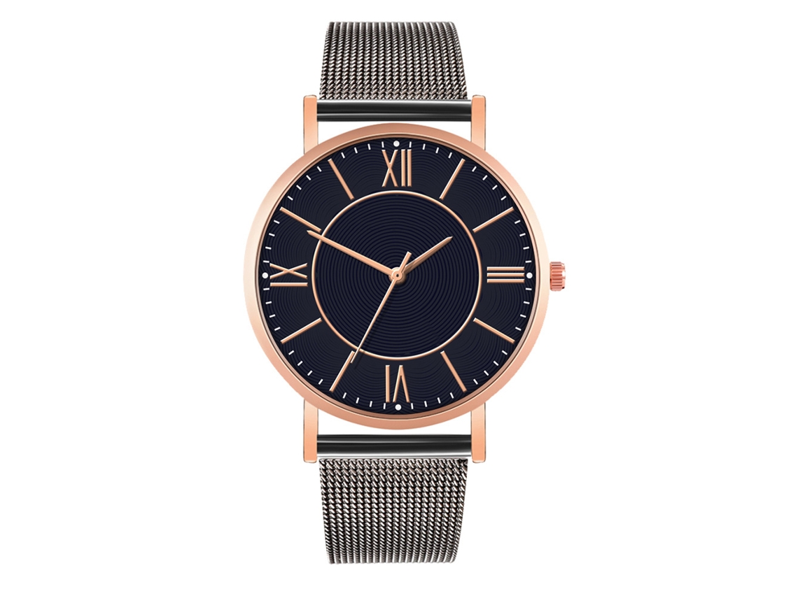 Reloj De Moda Para Parejas Con Correa De Malla Dial Redondo Cuarzo Unisex