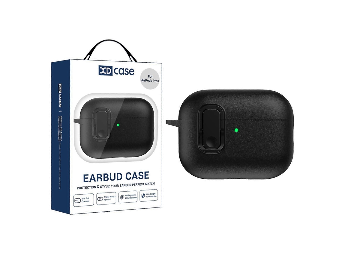 Capa para AirPods Pro 3 Xdcase com textura de couro sintético e trava de segurança em TPU. GIECY