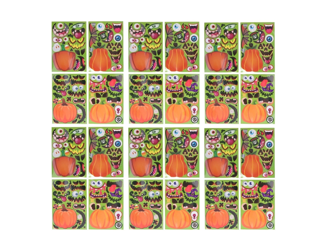 Primerox 24 Adesivos de Halloween Decorativos Abóbora Fantasma para Festas e Decoração Infantil