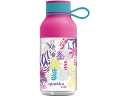 Garrafa de plástico infantil Quokka Ice com estampa de zebras e gancho, 430ml