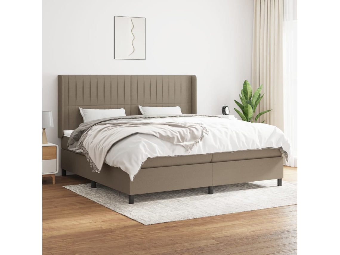 Vidaxl Cama Com Molas/colchão 200x200 Cm Tecido Castanho-acinzentado