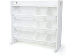 Childrens Shelf, Toy Organiser Shelf With 9 Storage Boxes, White/white Humble Crew