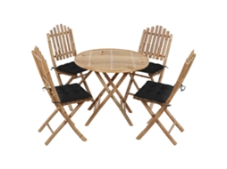 Vidaxl 5 Pcs Conj. De Jantar Dobrável C/ Almofadões P/ Exterior Bambu