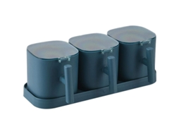 Set De Frascos De Condimentos Com Bandeja Hermética Resistente À Humidade, 3 Peças, Estilo Escandinavo, Cor Azul