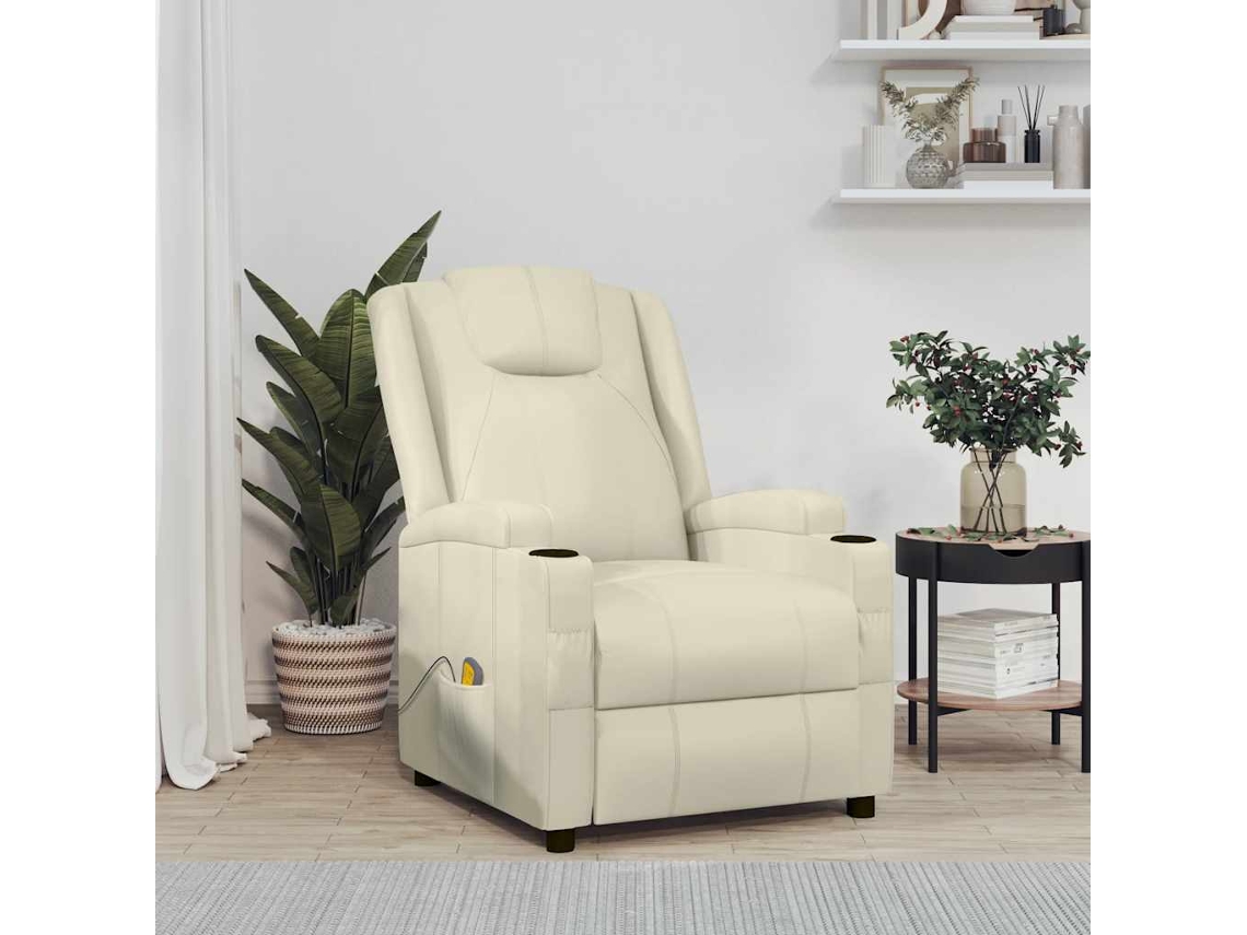 Vidaxl Cadeira De Massagens Couro Artificial Branco Nata