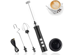 Batedor De Leite Elétrico Portátil, 3 Em 1, Recarregável Por Usb, 3 Velocidades Ajustáveis Com 3 Cabeças De Batedor De Aço Inoxidá Slowmoose