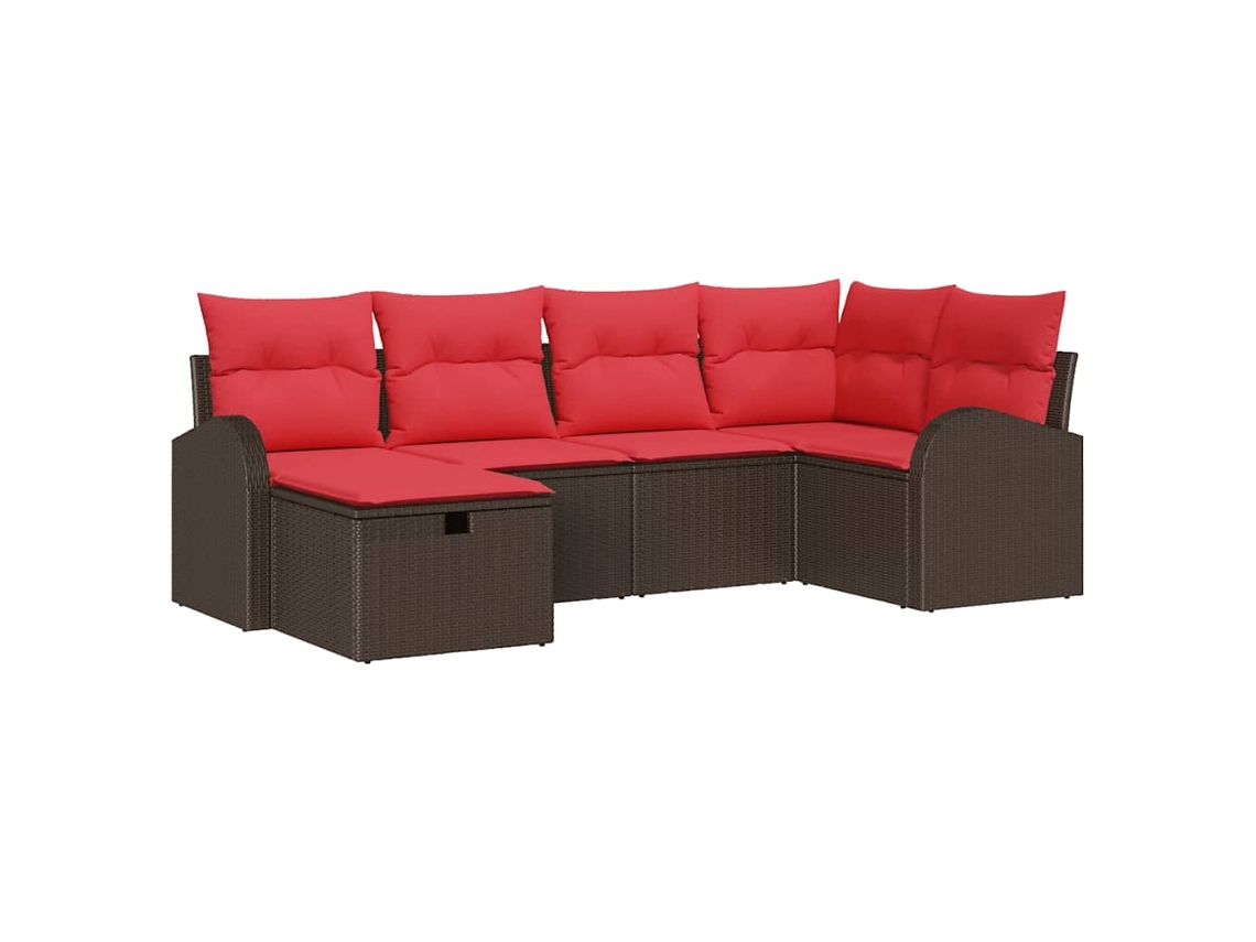 Maison Exclusive - Conjunto De Sofás Com Almofada 6 Pcs Marrom E Vermelho Vime Pe