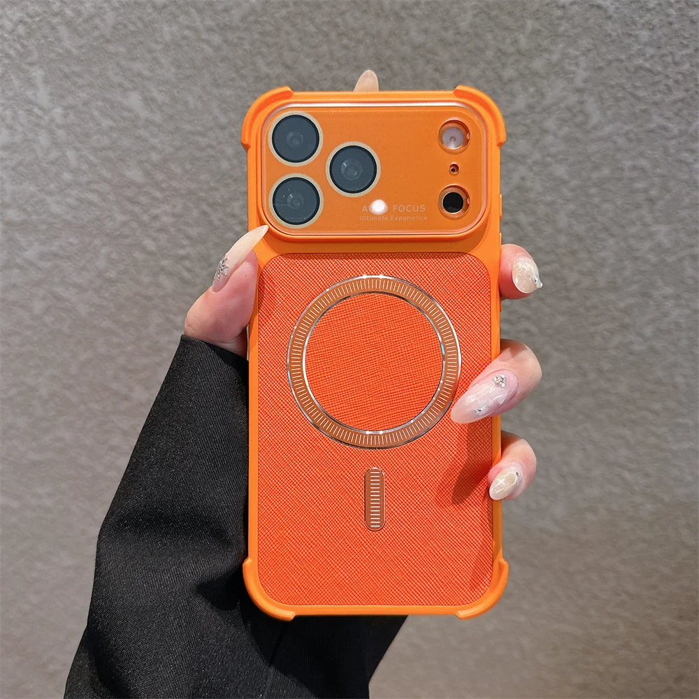 Capa Magnética Para Celular (iphone 16 Pro Laranja), Protege A Lente Da Câmera E É Resistente A Impactos.