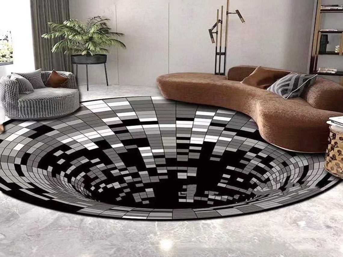 Lurelia Tapete Espiral 3d Preto-branco Veludo Cristal