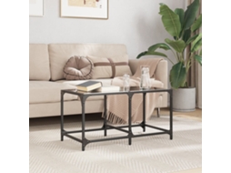 Vidaxl Mesa De Centro Com Topo Em Vidro Preto 78,5x40x40 Cm Aço