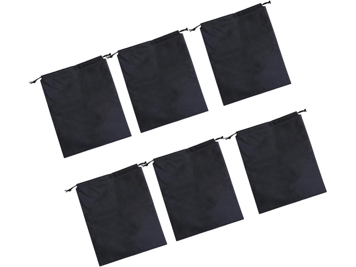 Conjunto De 12 Sacos Com Cordão Em Tecido Não Tecido, Pretos, Para Organização De Roupas E Armários. Conjunto De 12 Sacos Com Cordão Em Gokoco