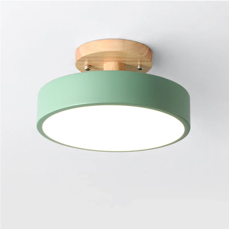 Luminária de Teto em Estilo Industrial Nórdico , Feita de Madeira e Ferro. MDUG (verde Quente, 18 Cm)