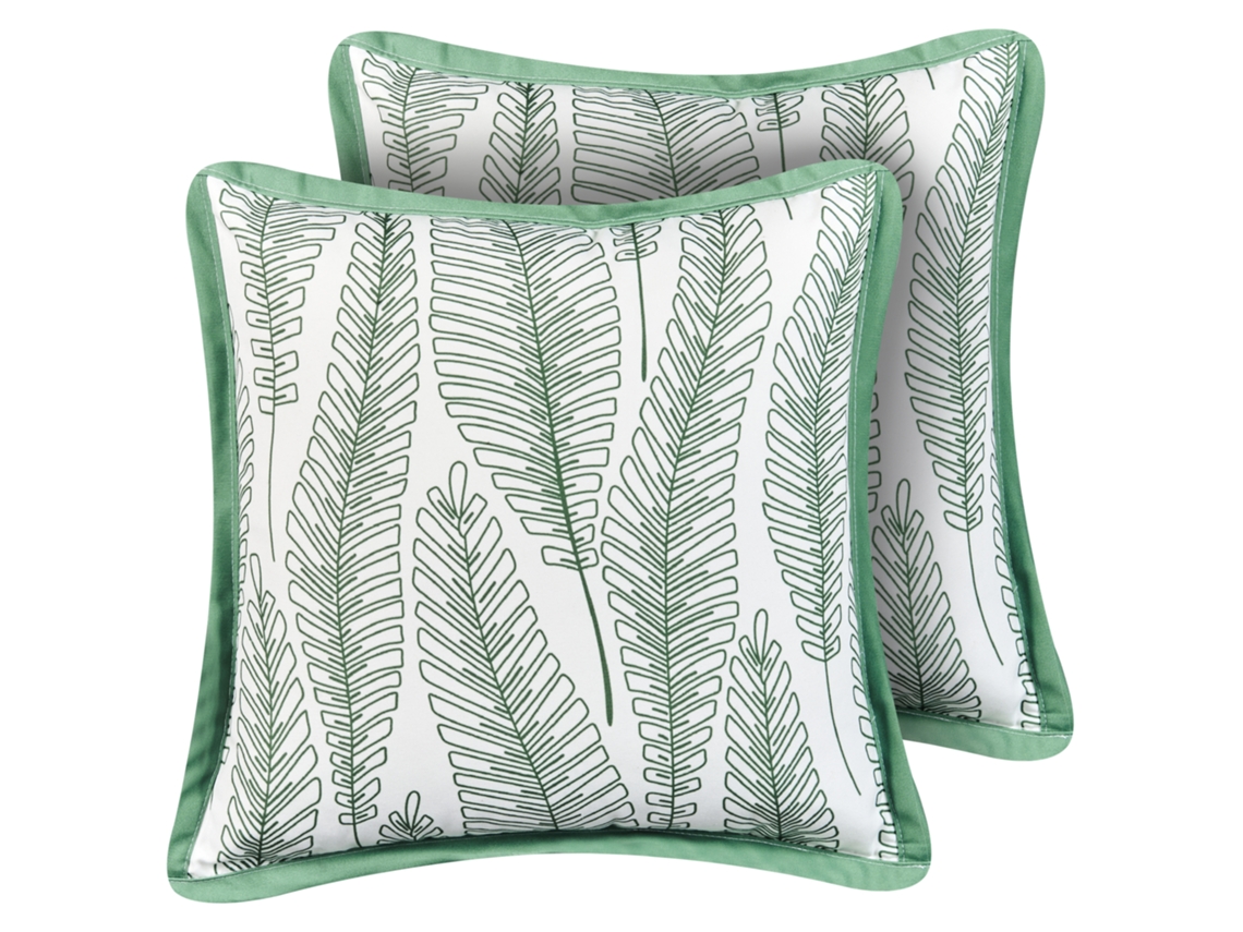 Conjunto De 2 Almofadas De Exterior Beliani Meadow De Poliéster Verde 45x45x12
