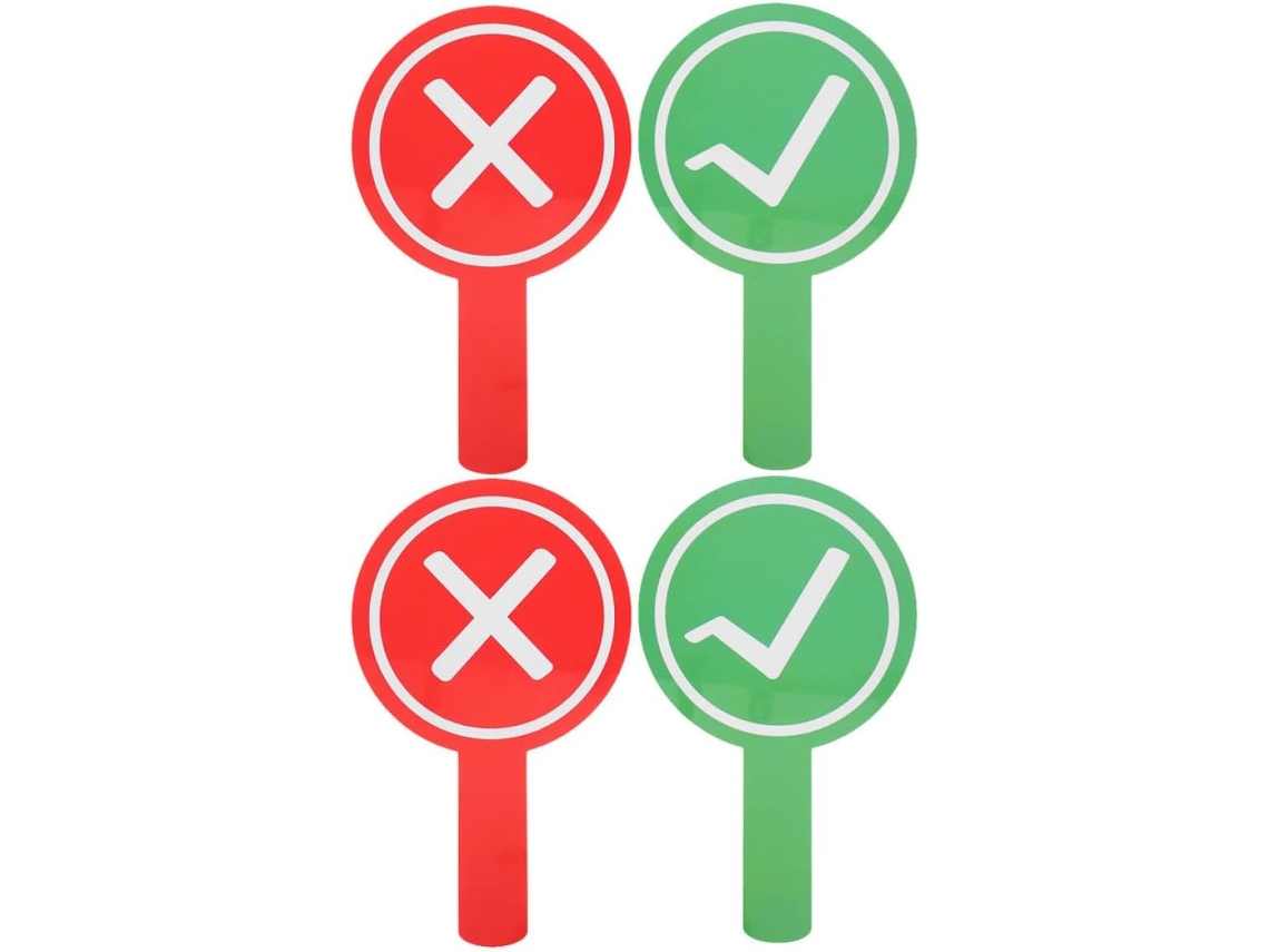 Conjunto De 4 Pás De Votação Leves De Plástico Com Dupla Face E Alça.