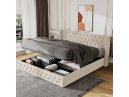 Cama 140x190 Bege Capitonê Função Hidráulica