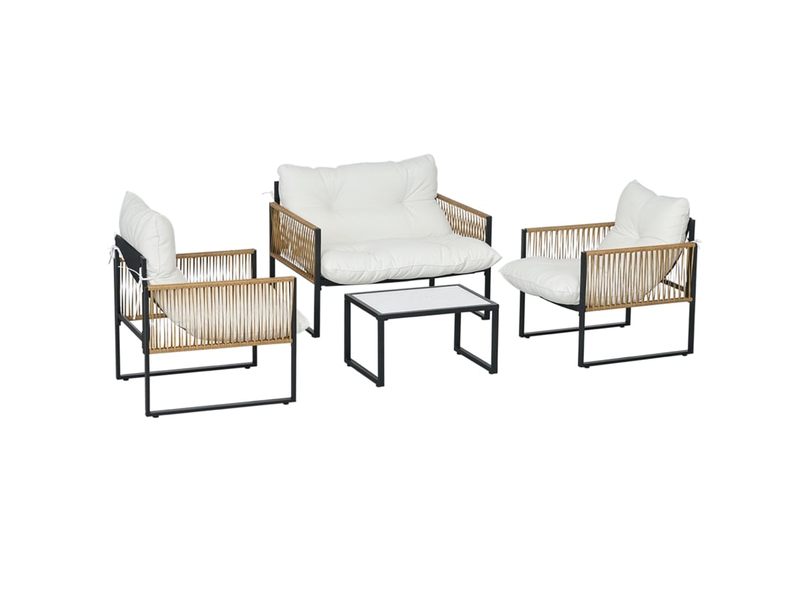Conjunto de Jardim Aço, Pe Cor Creme 106x70x72 cm Outsunny