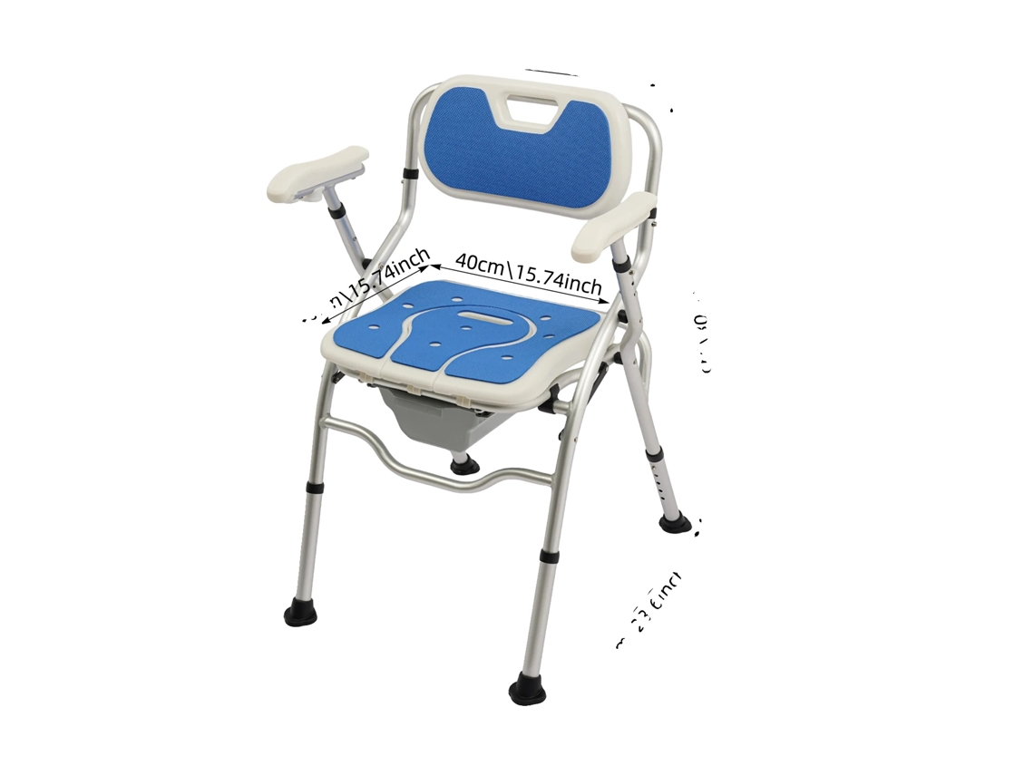 Cadeira De Banho, Altura Ajustã¡vel, Apoios De Braã§o E Encosto, Azul Oem