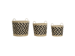 Conjunto de 3 Cestos de Fibra Natural Castanho claro, 40x40x35cm ALEXANDRA HOUSE LIVING