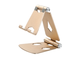 Suporte Para Celular E Tablet Dourado, Estação De Acoplamento Compatível Com Celulares, Acessórios, Mesa E Outros Smartphones. Feito De Alumínio.