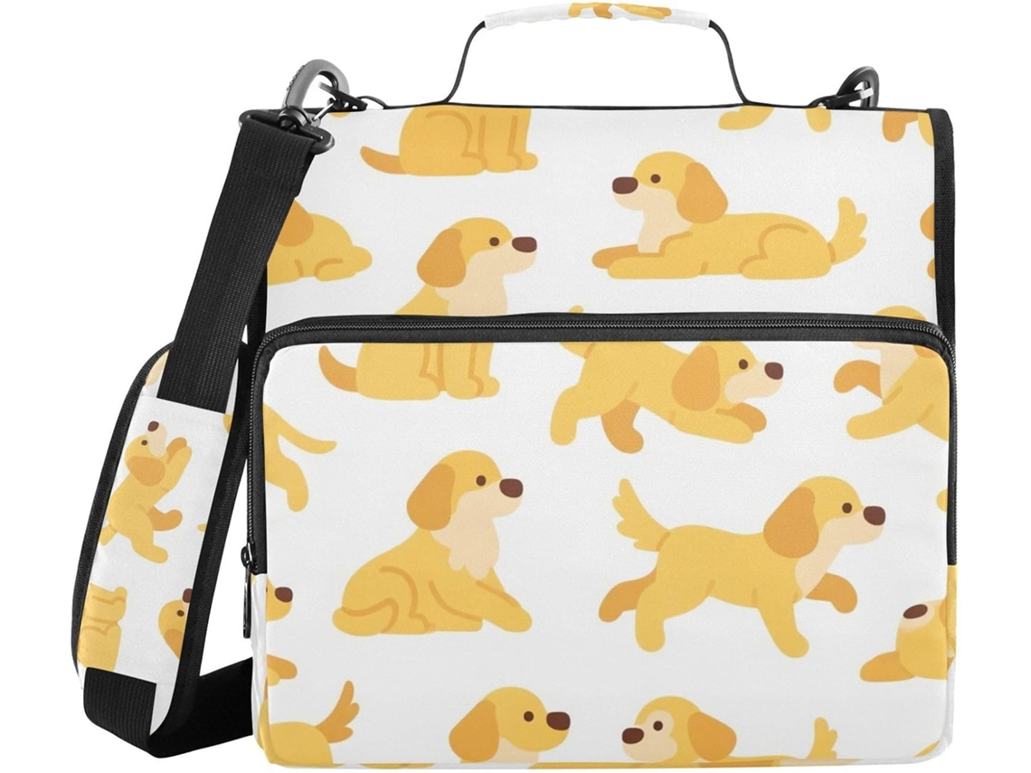 Pasta Gold Retriever De 3 Argolas 1, 5 Polegadas Com Bolsos Extras, Alça De Ombro E Mão, Portfólio Com Vários Bolsos