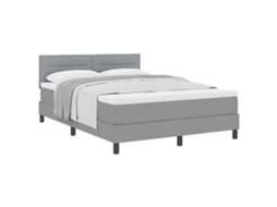 Cama Box com Cabeceira Cinzento claro 160x200cm Tecido MAISON EXCLUSIVE