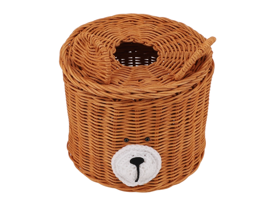 Capa para Caixa de Papel Higiênico Urso em Rattan | S/MARCA