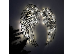 Conjunto de Asas Anjo em Metal para Decoração Parede com Luz Led, Escultura de Parede em Metal com Asas Anjo BRILVIBERA